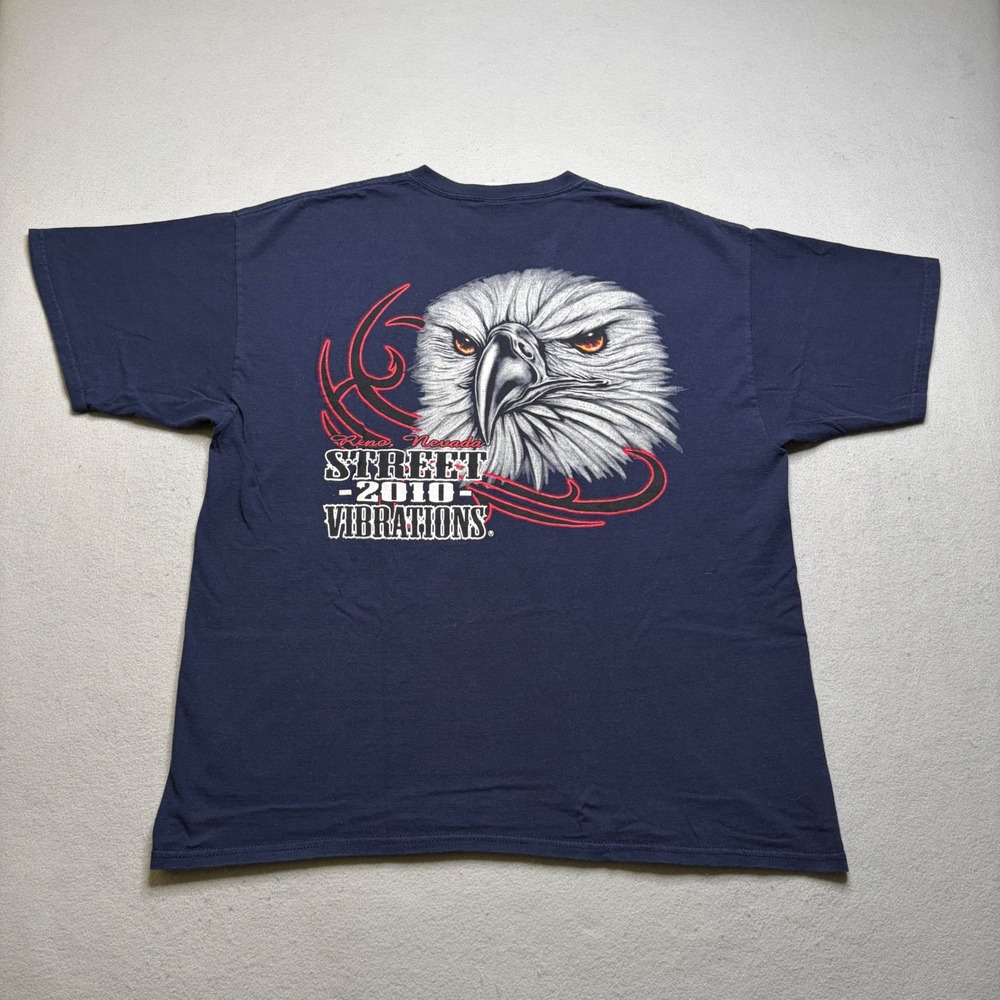 Gildan T-Shirt Mens XL Blue Street Vibrations 2010 Reno Nevada Eagle Graphic Tee